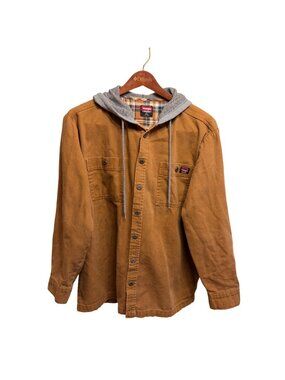 Wrangler Men's  Shirt Jacket Workwear Brown Hooded Button-Up Sz M (38-40) Non-Li
